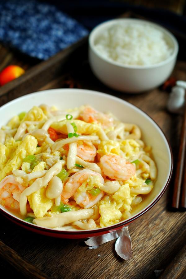 白玉菇炒蝦仁的做法-家常味炒菜譜