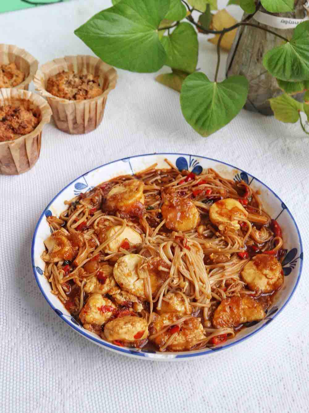 金針菇燒日本豆腐的做法-家常味煮菜譜