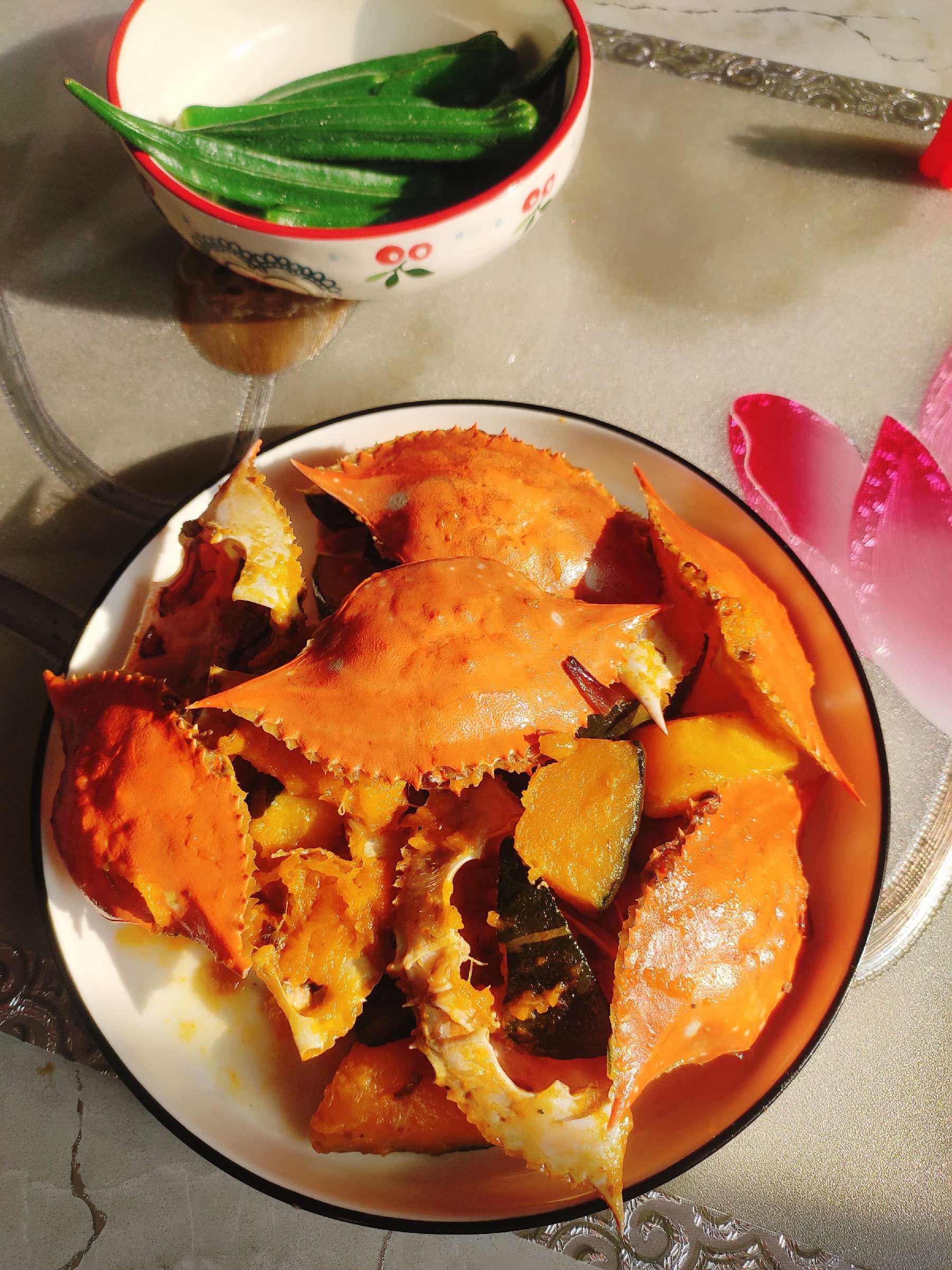 鮮味濃郁的蟹殼燉南瓜的做法-咸鮮味燉菜譜