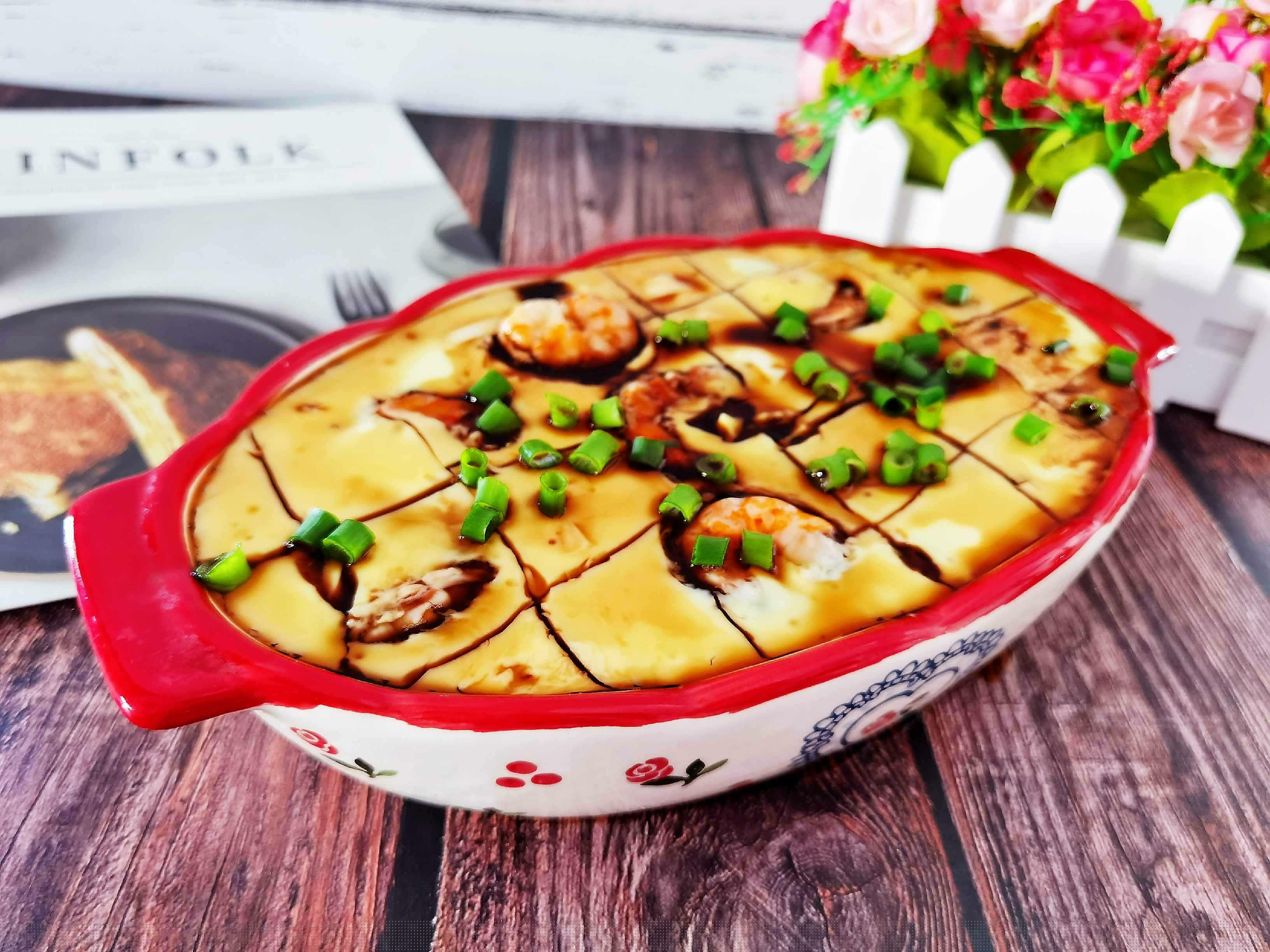 不用蓋保鮮膜的蝦仁豆腐雞蛋糕，Q彈嫩滑超鮮美的做法-咸鮮味蒸菜譜