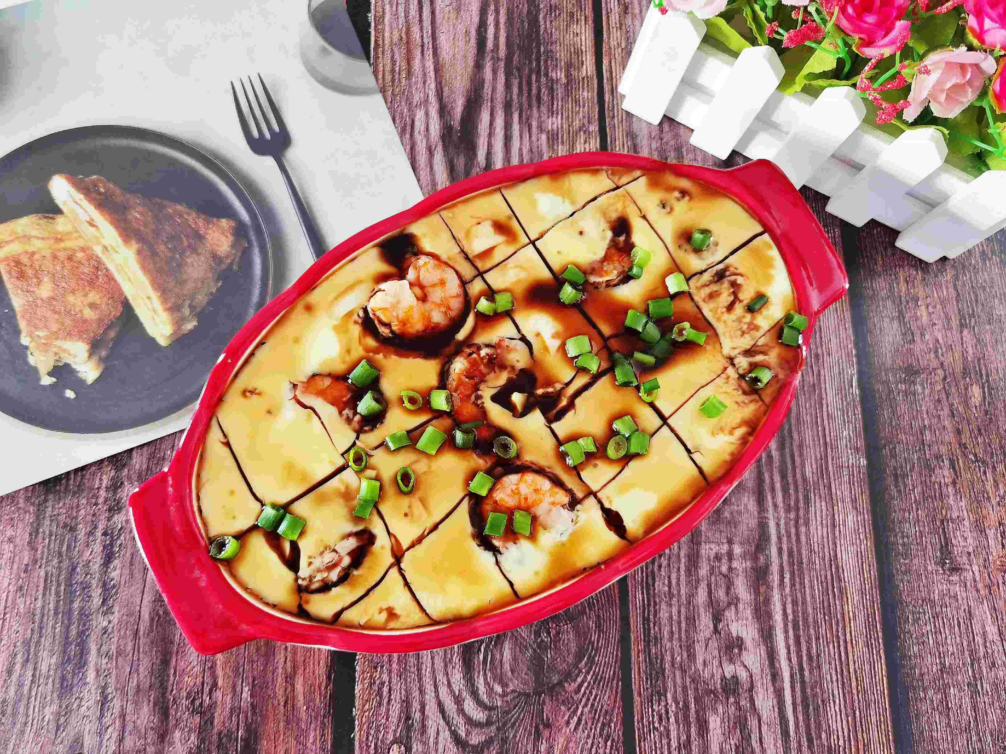 不用蓋保鮮膜的蝦仁豆腐雞蛋糕，Q彈嫩滑超鮮美的做法-咸鮮味蒸菜譜