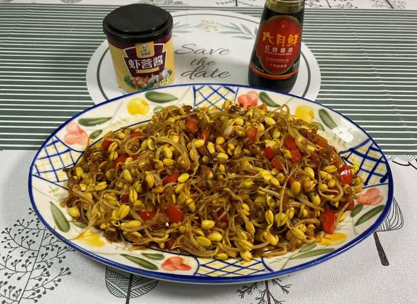 炒黃豆芽加上它好吃的舔盤的做法-咸鮮味炒菜譜