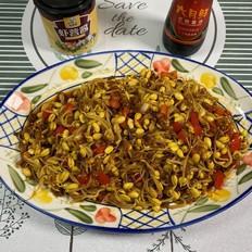 炒黃豆芽加上它好吃的舔盤的做法-咸鮮味炒菜譜