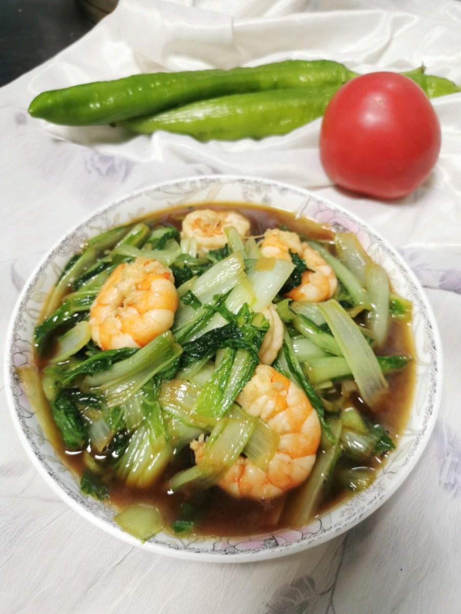 小白菜炒蝦仁的做法-咸鮮味炒菜譜