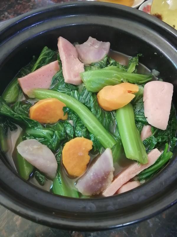 家鄉的味道~~午餐肉番薯芥菜煲的做法-家常味煮菜譜