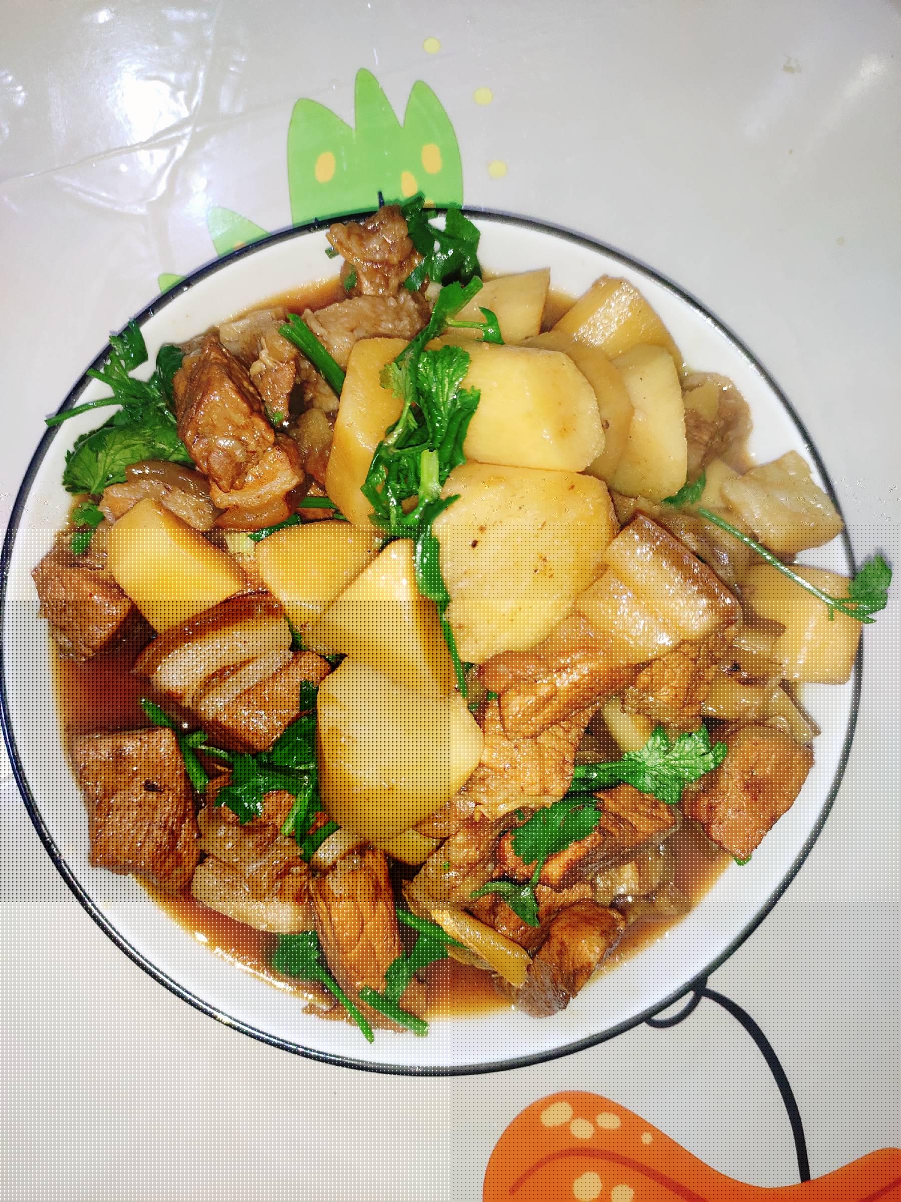 不放一滴油的紅燒肉燉山藥的做法-甜味燉菜譜