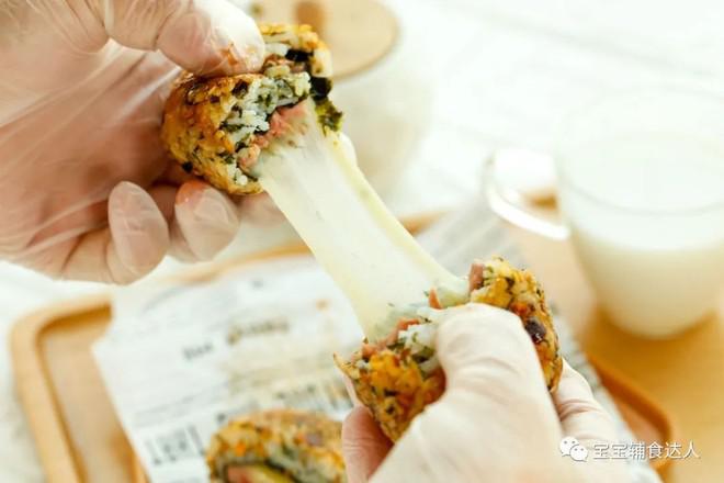 午餐肉芝士飯團(tuán)【寶寶輔食】的做法-咸鮮味煎菜譜